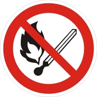 Пожарный знак "Запрещается пользоваться открытым огнем и курить" (Р02)